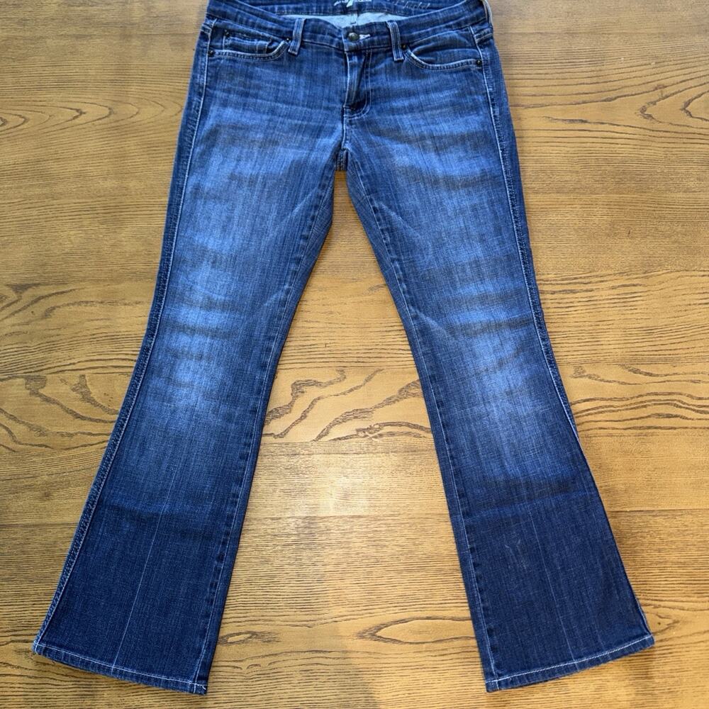 Seven7 Jeans Womens 30x28 Bootcut Flare Stretch Low Rise Blue Denim 28” Inseam